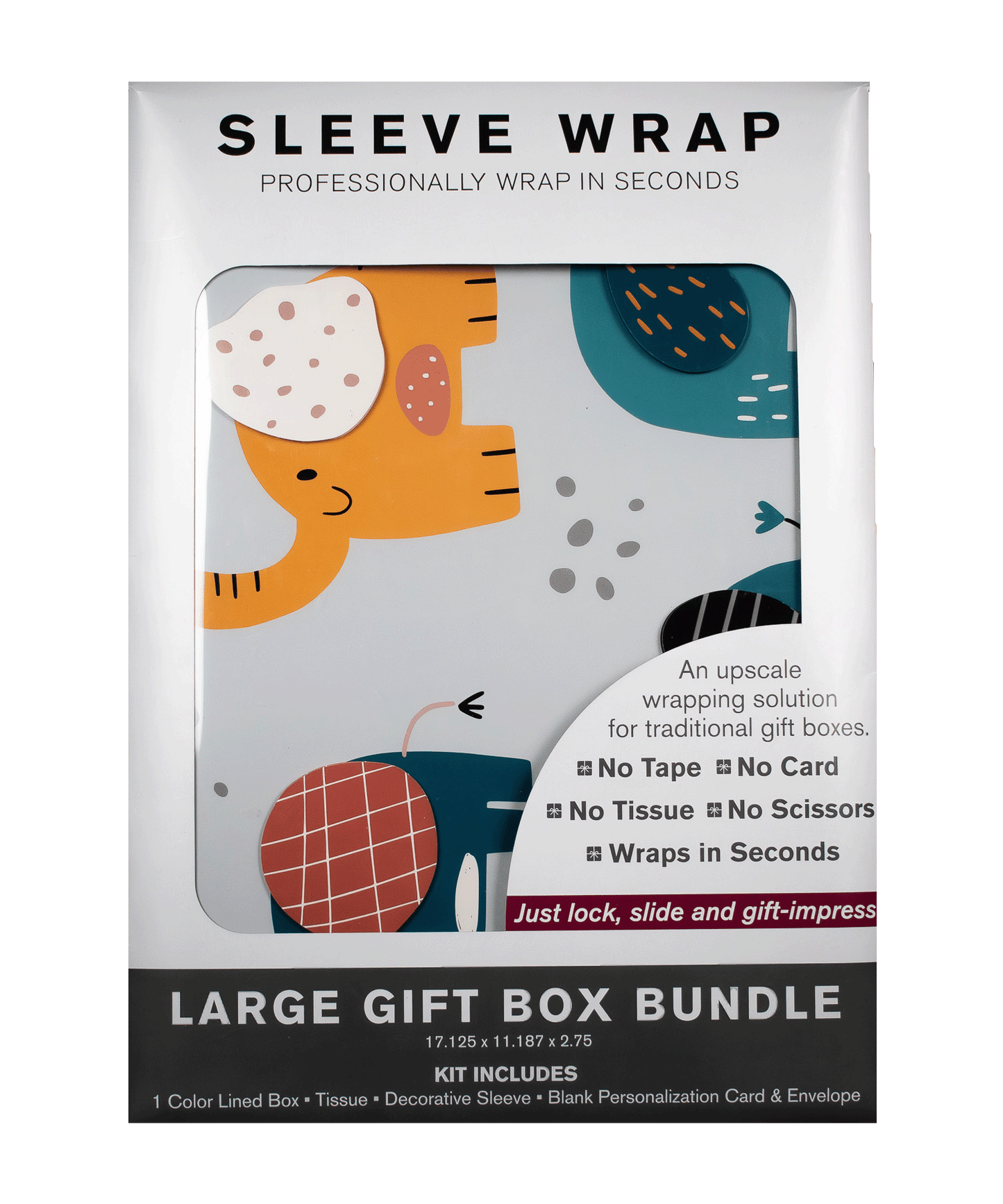 MARQD Sleeve packaging with cartoon elephants design on a white background