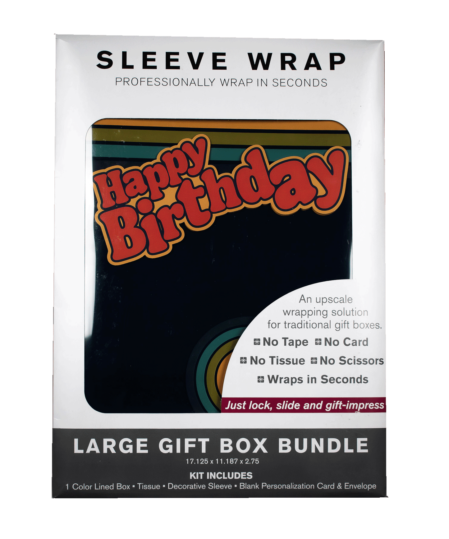 MARQD Sleeve packaging for gift boxes with 'Happy Birthday' text on a white background