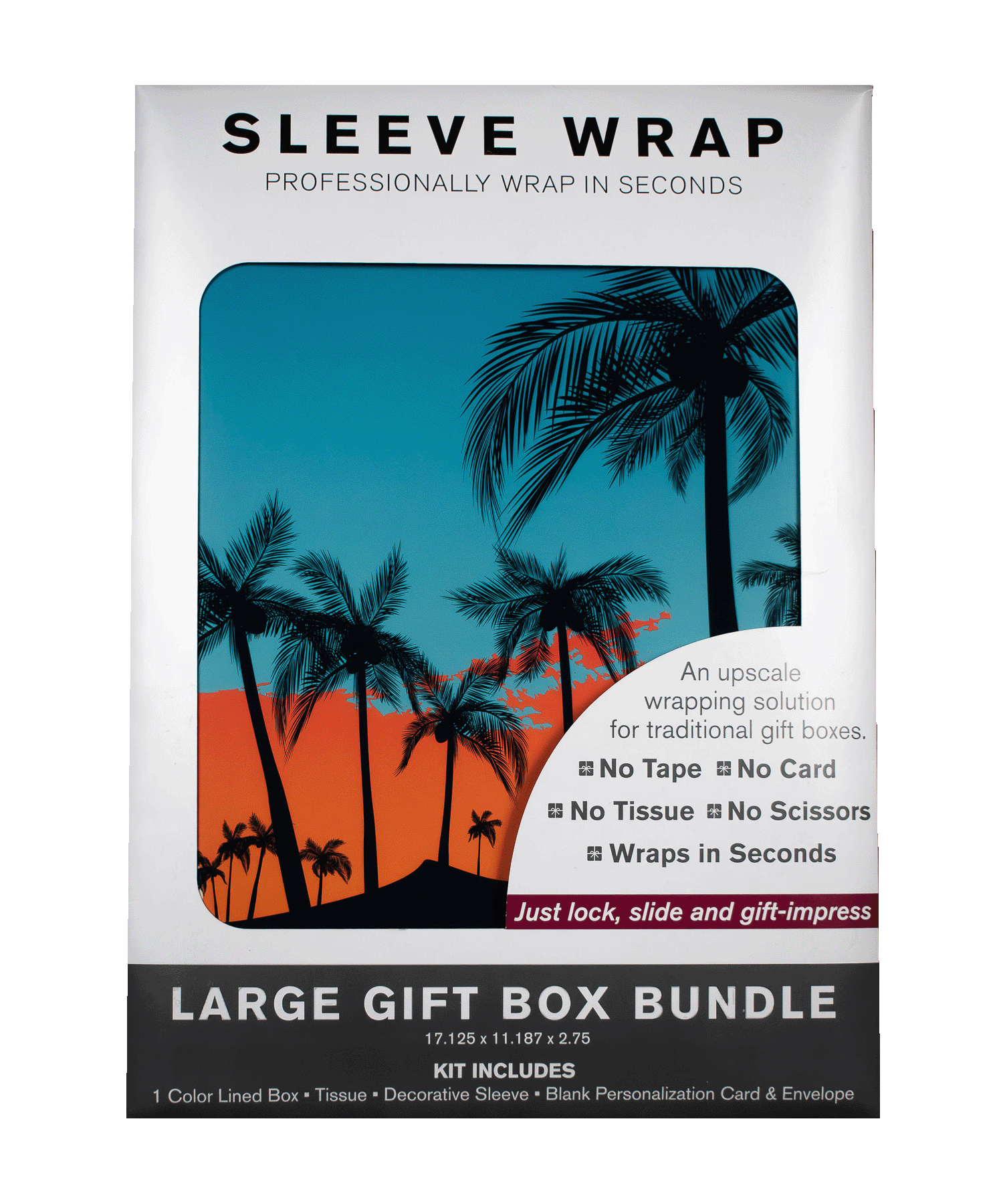 MARQD Sleeve packaging with palm tree design on a white background