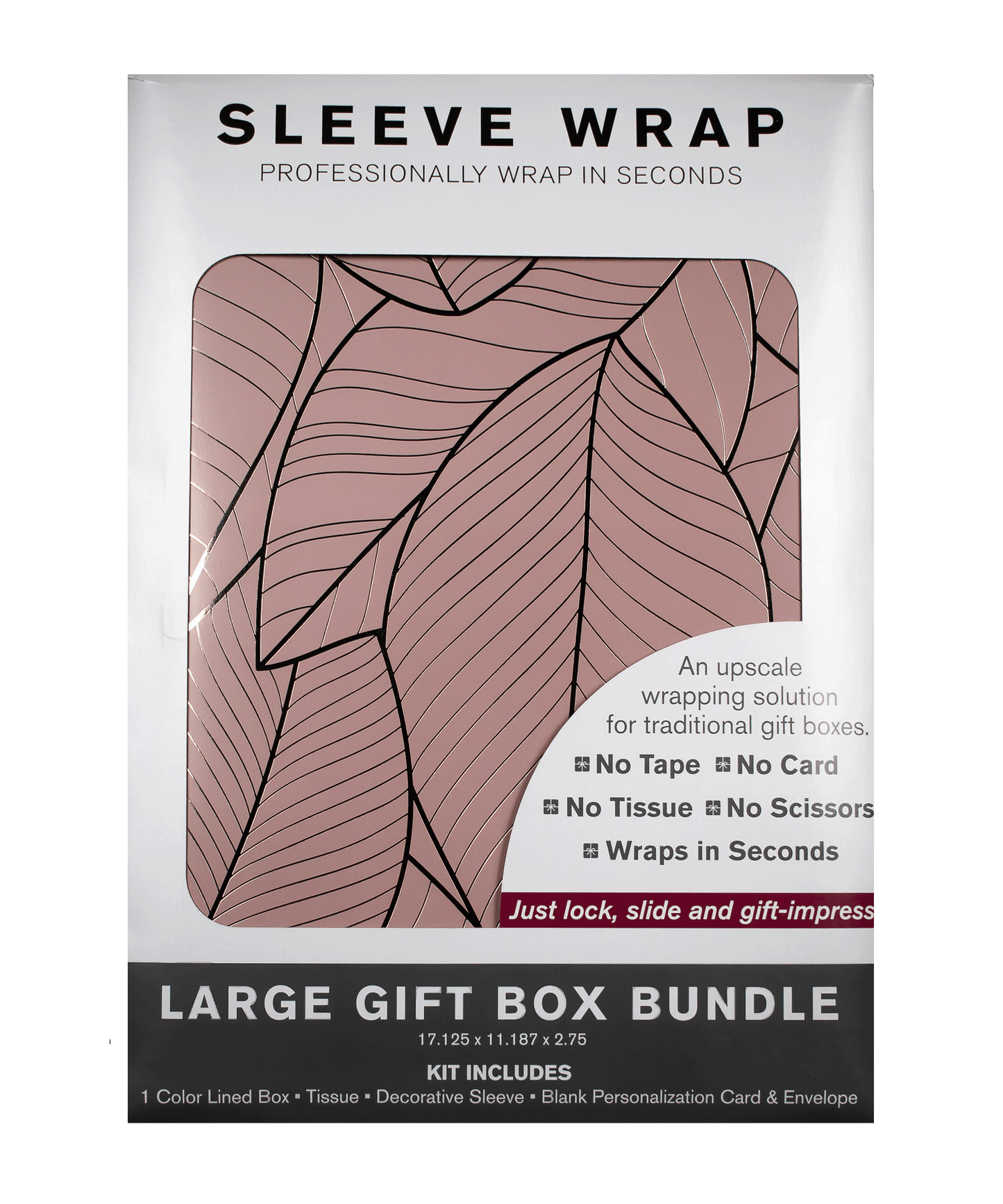 MARQD Sleeve packaging for large gift box bundle with metallic leaf pattern