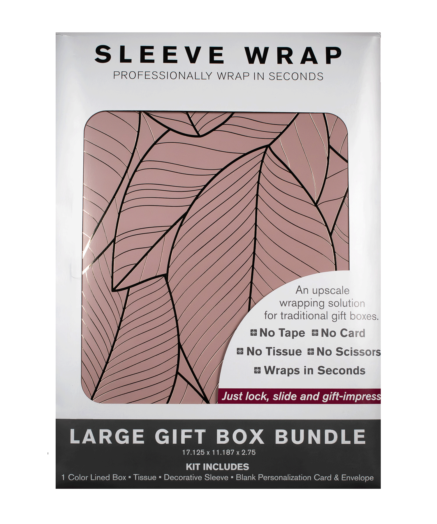 MARQD Sleeve packaging for large gift box bundle with metallic leaf pattern