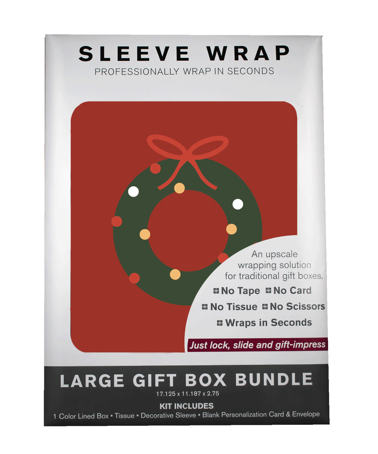 MARQD Sleeve packaging with a Christmas wreath design on a white background