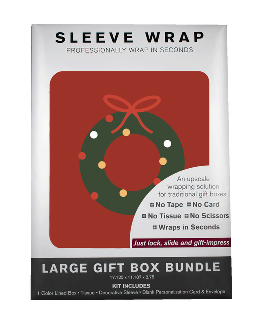 MARQD Sleeve packaging with a Christmas wreath design on a white background